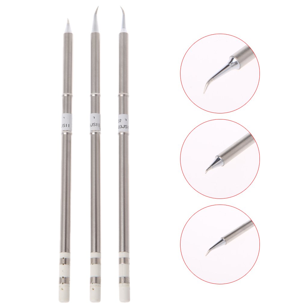 3 Pcs T12-J02 T12-JL02 T12-JS02 Iron Tips Hakko Soldering Station FX-951 952