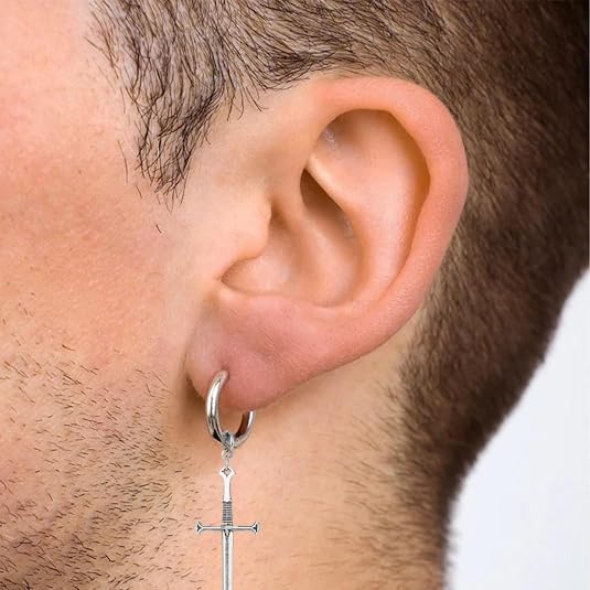 Punk Gothic Long Dagger Sword Huggie Hoop Earrings Halloween Earrings for Women Men Minimalist Samll Hoops earrings - Image 4