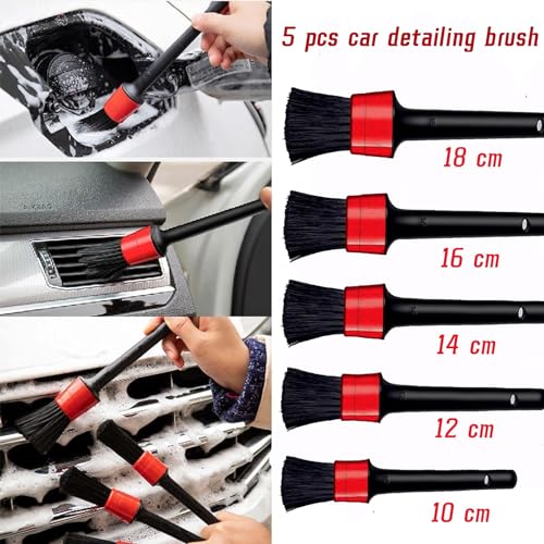 Image of 10pcs Auto Car Detailing Brush Set,Car Interior Cleaning Kit,Including 5pcs Car Detailing Brushes, 3pcs Wire Brush and 2pcs Different Soft Bristle dusting Brush for car Interior