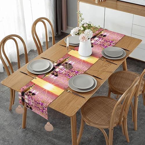 Chemin de table en macramé fait main rouge vin pour buffet chic