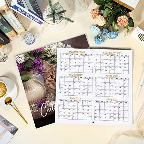 2023-2024 Calendar - Wall Calendar 2023-2024, Jul. 2023 - Dec. 2024, 12" X 24" (Open), Wall Calendar 2023-2024 With Unruled Blocks - Cutie Cat #TOP7