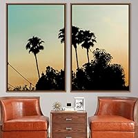 2 Piece Framed Canvas Wall Art Palm Tree Canvas Prints Home Artwork Decoration for Living Room,Bedroom - 16