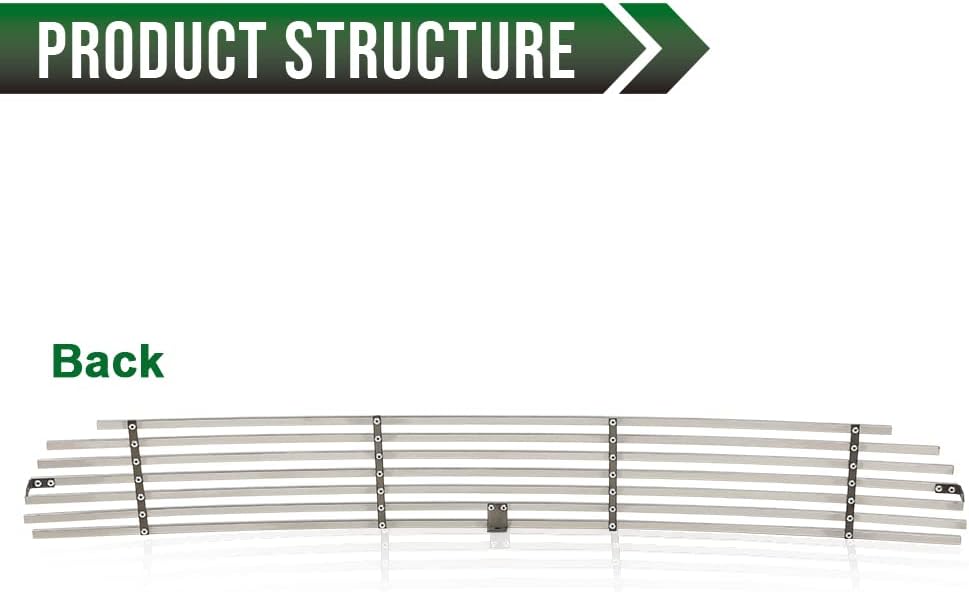 GRAND ORANGE Plastic Bumper Stainless Chrome Billet Grille Insert Compatible With 2009-2021 Nissan Frontier With Painted Lower Bumper Grille Insert