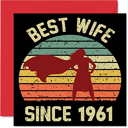 Tarjeta de 61 aniversario para esposa de marido, tarjetas de felicitación de 61 aniversario de boda para pareja, tarjetas de felicitación de 145 mmx145 mm para 61 aniversarios