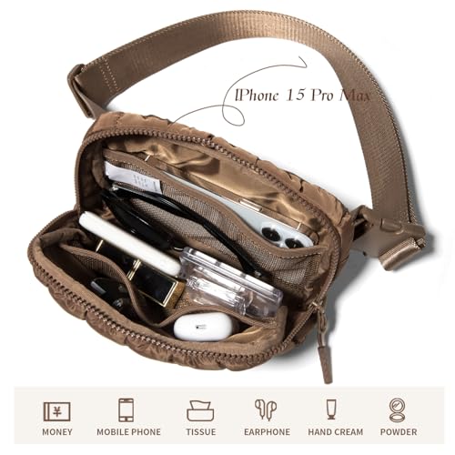 Image of Gitus Trending Gifts for Women Puffer Crossbody Bags for Women Belt Bag Fanny Pack with Adjustable Straps Lightweight Quilted Puffy Bag Woman Gifts (Dart Brown)