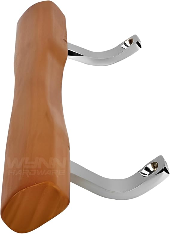 Sliding Glass Door Wood Handle Replacement - Chrome with Wood Patio Door Handle 10 with 6-5/8 Hole spacing - Sliding Patio Glass Door Handle Repair