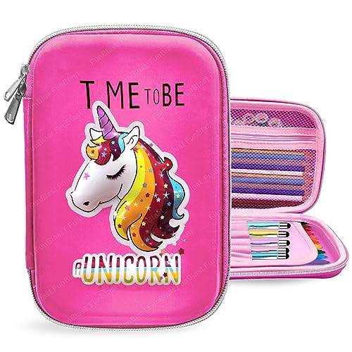 Image of FunBlast Pencil Pouches for Girls Stylish, Unicorn Pencil Pouch for Girls - Pencil Pouches for Kids, Pencil Case for Girl, Multipurpose Zipper Pencil Case (Unicorn Light Pink)