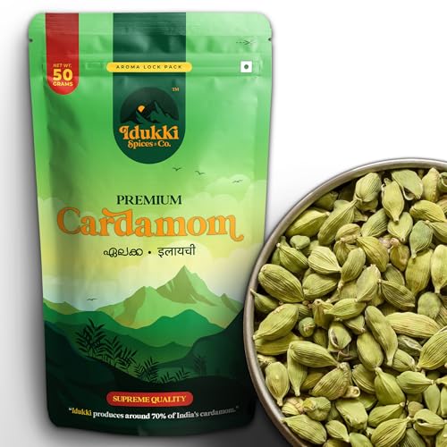 Image of Idukki Spices & Co. Premium Green Cardamom Whole | 8mm Supreme Quality | Hari Elaichi - 50gm