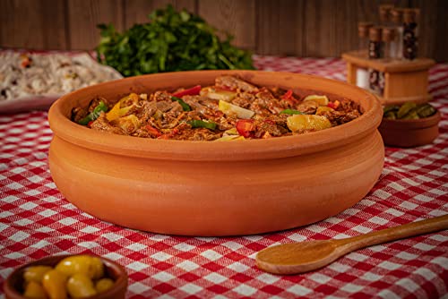 Image of Luksyol Clay Pan For Cooking, Pan for Mexican Indian Korean Dishes, Handmade Cookware, Clay Pot or Oven, Terracotta Pot, Clay Pot For Cooking, Unglazed Clay Pots For Cooking, Clay Oven Pan 11 Inches