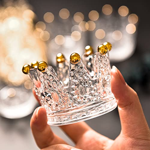 Mrmrkura Clear Crown Glass Candle Holder Set Of 6, Crystal Glass Decorative Tea Light Votive Candle Holders For Home Decor And Rings Storage (Gold) #TOP3