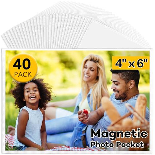 YixangDD 40 Pack Magnetic Picture Frames for Refrigerator, 4x6 Inch, White