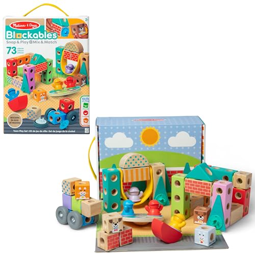 Melissa & Doug - Blockables Stadt Bauset - 73 teiliges Set mit Holzbausteinen, Steckverbindungen… – Ansicht 1