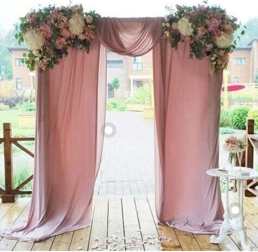 Juya Delight Sheer Chiffon Backdrop Curtain Dusty Rose Chiffon Polyester Backdrop Curtains 5ft x 10ft 2 Panels Chiffon Fabric Drapes for Wedding Arch Party Stage Decoration