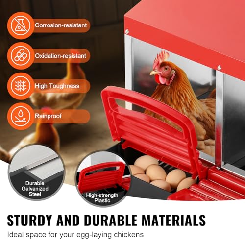 VEVOR Nido per Polli 796 x 525 x 790 mm Nido per Galline a 6 Scomparti, Stabile Resistente alla Corrosione, con Nidi Inclinati, Fori sul Fondo e Piattaforma di Riposo, Adatto a Diverse Razze di Polli - immagine 4
