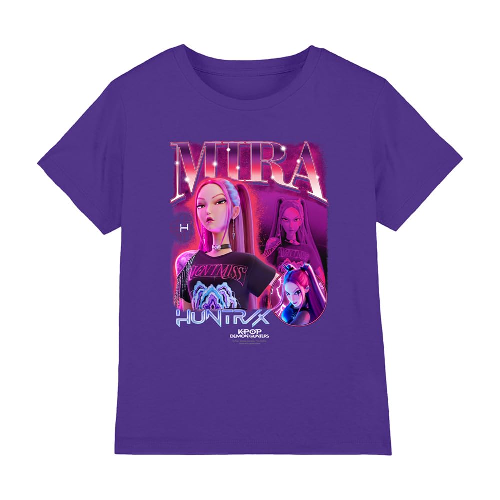 K-Pop Demon Hunters - Huntrix Huntr/X Mira Bootleg Kids T Shirt, Purple, 5-6