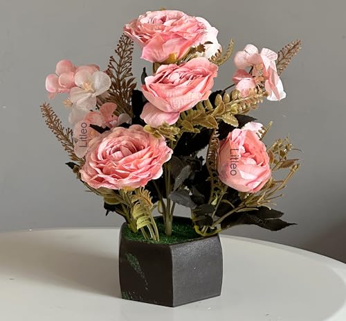 Litleo Wooden Pot with Multi-Design Dry Artificial Flowers, Perfe...