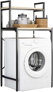 Estante de almacenamiento de 3 niveles para lavadora con patas antideslizantes, color negro