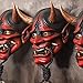 Foughi Samurai Mask Japanese Oni Mask Hannya for Halloween,Half Face Demon Mask,NOH Kabuki Prajna Devil Half Face Mask Cosplay (C)