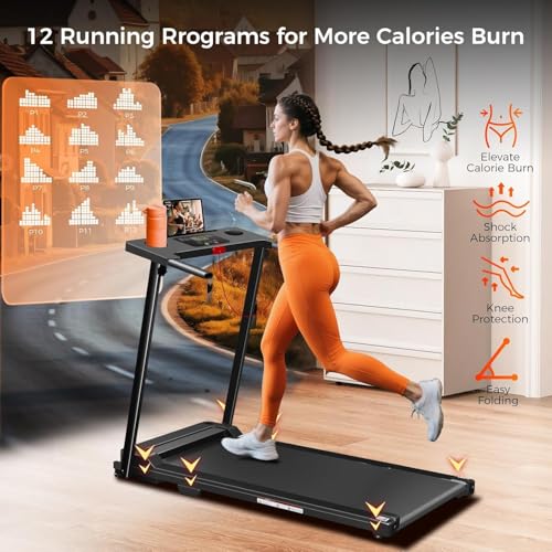 Image of Treadmills for Home, Walking Pad with Handle Bar - 3.0 HP Portable Foldable Treadmill, 350 LBS Weight Capacity, LED Display, Compact Design - Ideal for Home Users, Office Professionals