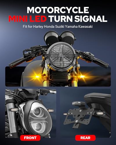 Image of Benlari 2Pcs Motorcycle Mini Led Turn Signals with Running Lights, Front & Rear Turn Signal Brake Light 12V Fit for Harley Honda Suziki Yamaha Kawasaki (Clear)