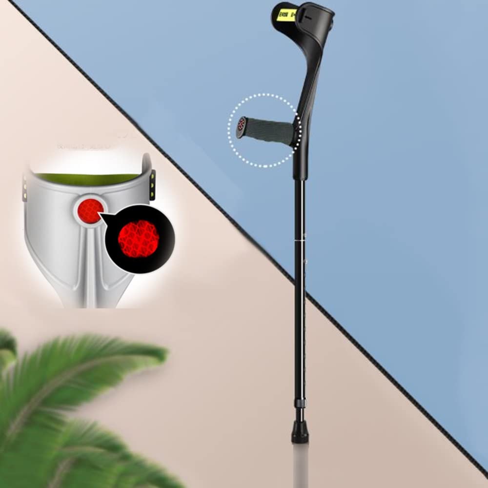 Muletas De Codo ​Plegables Ergonómicos，Ortopédicas Muletas para Adulto, Regulable Muletas De Antebrazo con Manguitos, Caña para Marcha para Unisex (Color : Black)