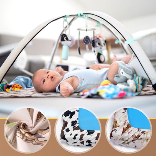 Image of Mindsoft 2 Pcs 24 x 38 in Western Cowboy Infant Crib Sheets Set Mini Portable Crib Sheet Newborn Bedding Nursery Baby Sheets for Girl Boys Baby Gifts Breathable Only for Pack and Play