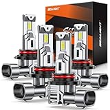 SEALIGHT 9005 9006 Bulbs Combo S1 Pro, 60000LM Super Bright Cool White, 9005 9006 Combo Bulbs, 1:1 Size, 60000Hrs Long Service Life with Cooling Fan, Pack of 4