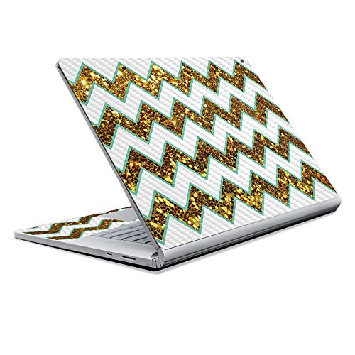 Image of MightySkins Carbon Fiber Skin for Microsoft Surface Book 2 13 inch (2017) - Glitzy Chevron,Protective, Durable Textured Carbon Fiber Finish,Easy to Apply, Remove, and Change Styles,