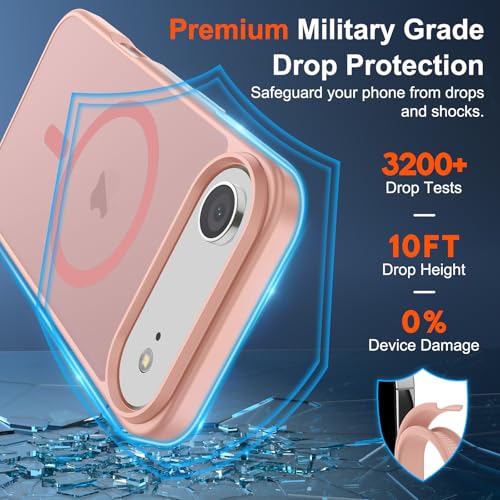 Image of SUPFINE Magnetic for iPhone Air Case (Compatible with MagSafe)(Military Grade Drop Protection) Slim Translucent Matte Shockproof with Anti-Fingerprint Phone Cover for 17 Air,Pink