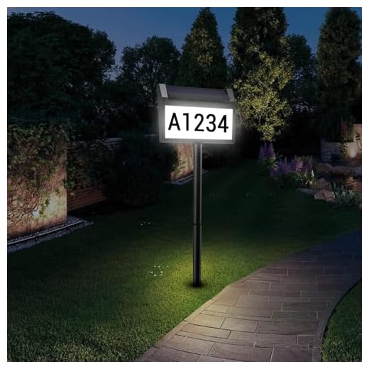 Solar House Number Sign, deerdance LED Illuminated Outdoor Address Plaque with Smart Control, 3-Color in 1 Waterproof Solar Powered House Number Light with Stakes for Outside Home, Yard, Street, House