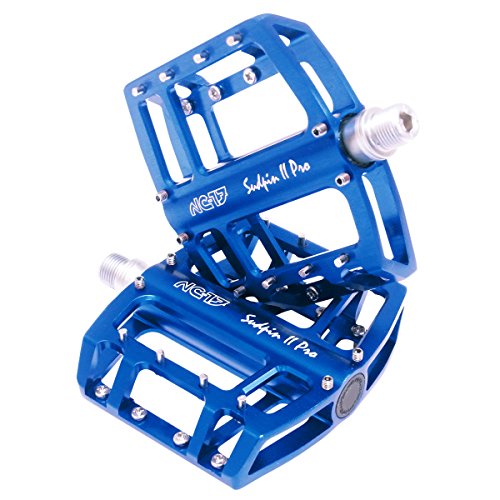 NC-17 sudpin II Pro Pedal de Plataforma de Aluminio/Pedales de MTB/Pedal de MTB/BMX Pedal/Dos rodamientos de Bolas + CR-Mo Eje/Pines de Repuesto Incluido Azul