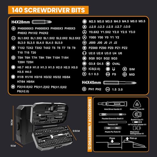 Image of Dyazo 152-in-1 Precision Screwdriver Tool Kit | Magnetic Multi-Bit Set with Torx, Triwing & Hex Bits | Professional Repair Kit with Case for Laptop, Mobile, PC, PS5, Xbox, Switch, Watch & Electronics