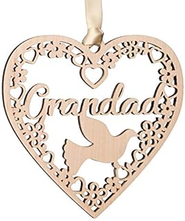 Alphabet barn In Memory Grandad Gift Plaque Remembrance Decoration In Loving Memory Wooden Heart Dove Christmas Tree Bauble Present from Son Daughter Grandchildren 11cm