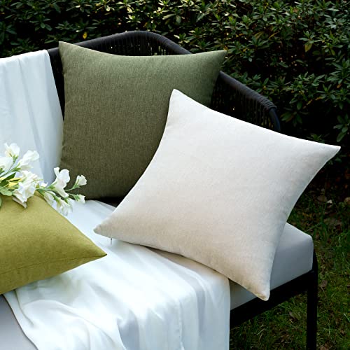 EMEMA Kissenbezug Outdoor Wasserdicht Sofakissen Wasserfest Dekokissen Kissenbezüge Dekorativ Kissen Kissenhülle aus Polyster für Garten Sofa Wohnzimmer Bett 2er Set 40x40 cm Beige