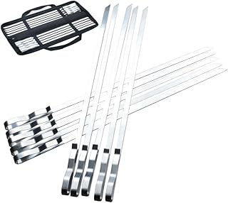 Yardenfun 10 Pçs Kabob Espetos Para Grelhar Carne Espetos De Camarão Cachorro-Quente Garfo De Churrasco Grelha De Aço Inoxidável Conjunto De Churrasco Palitos De Churrasco Espetos De