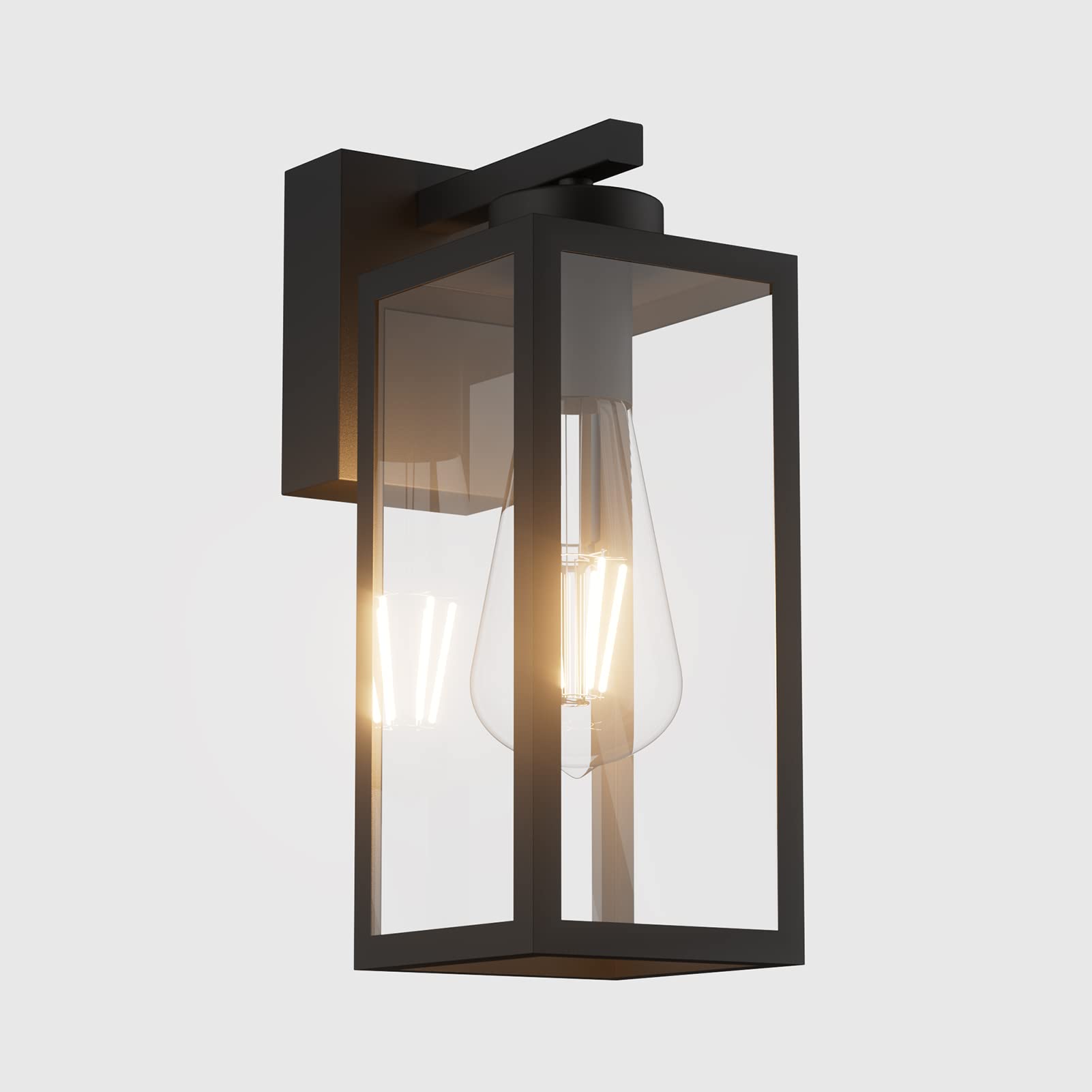 K-Bright Lampade da Esterno, E27 Vintage Lanterna da Parete per Giardino, Applique Esterno impermeabile e antiruggine, Applique a Muro della Porta Anteriore, Nero, 30cm (senza Bulbo)
