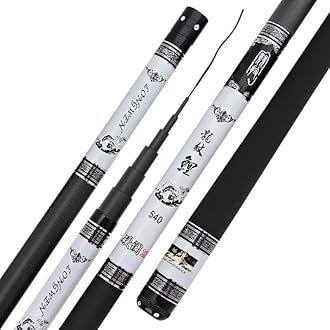 Telescopic Fishing Rod Long Wen Extra Long High Carbon Fiber Telescopic Power Hand Pole Fishing Rod 3.6M/3.9M/4.5M/5.4M/6.30M/7.2M/8M/9M/10M Stream Rod For Saltwater Freshwater(7.2M)
