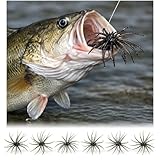 6Pcs Sea Urchin Bait, Realistic Fuzzy Dice Fishing Lure for Bass & Perch, Floating TPR Swimbait with Reflective Stars, 6 Colors Artificial Worm Bait for Saltwater & Freshwater (A, 2.36in)