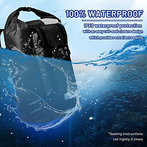 MIER Extra Large Waterproof Backpack Gear for Men Women 60L/150L Roll Top Dry Bags Duffel for Kayaking Hiking Travel Camping, 150L, Black/Gray