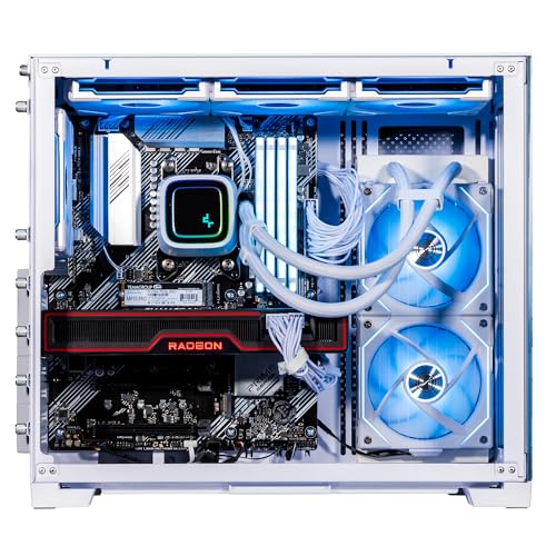 Image of Velztorm Frosty Dragon Custom Built Gaming Desktop PC (AMD Ryzen 7 5700X, Radeon RX 9070 XT, 64GB DDR4, 2TB PCIe SSD, RGB Fans, 240mm AIO, 850W PSU, WiFi 5, Bluetooth 5.0, Win 11 Home)