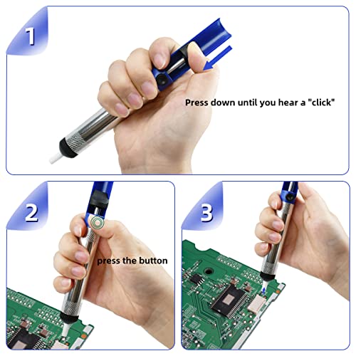 Image of 3 Pcs Blue Desoldering Wick, Solder Sucker Desoldering with 2.5mm Width, 1.5m Length, Pump Solder Removal Tool for Desoldering