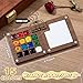 Mini Watercolor Travel Paint Set, Travel Watercolor Set, Portable Artist Palette Sets with Colours, Book,Binder Clips,Pens,Wooden Paint Box for Painters Artists Student (15 Grids)