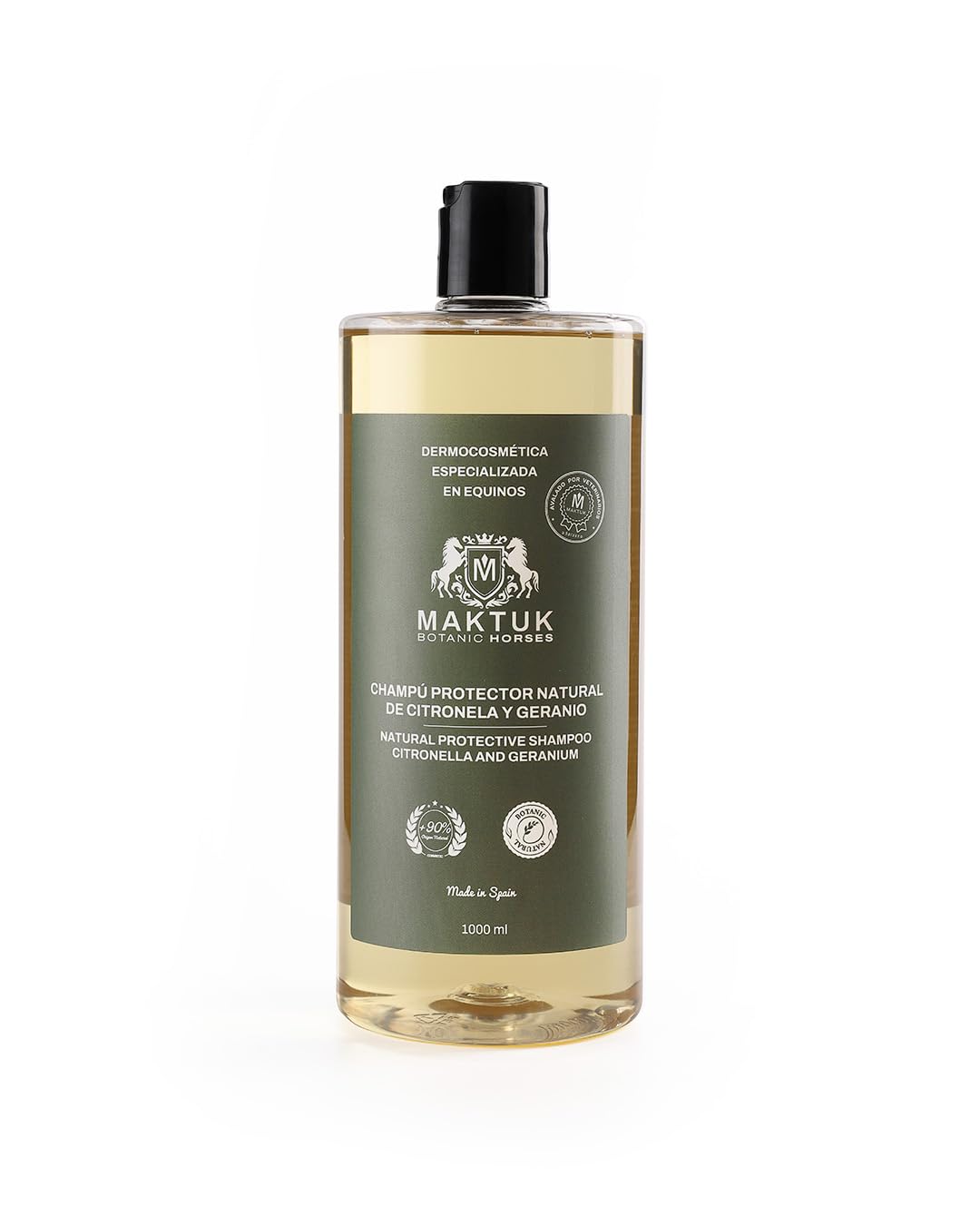 Champú para Caballos con Citronela y Geranio - Repelente de Insectos Natural - Pelo Suave y Brillante - Champú para Equinos, Mantiene Alejadas Moscas y Tábanos - 1000 ml