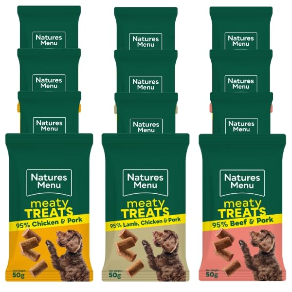 Natures Menu Original Mixed variety Real Meaty Dog Treats 50g Box Of 12 (3 Flavours)