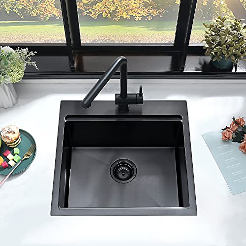 21 Black Bar Sink Drop In Kitchen Sink - Ianomla 21 X 20 Inch Workstation Drop-In Topmount Black Stainless Steel Bar Prep Rv Sink 16 Gauge Matte Black Stainless Steel Kitchen Sink With Cutting Board #TOP2