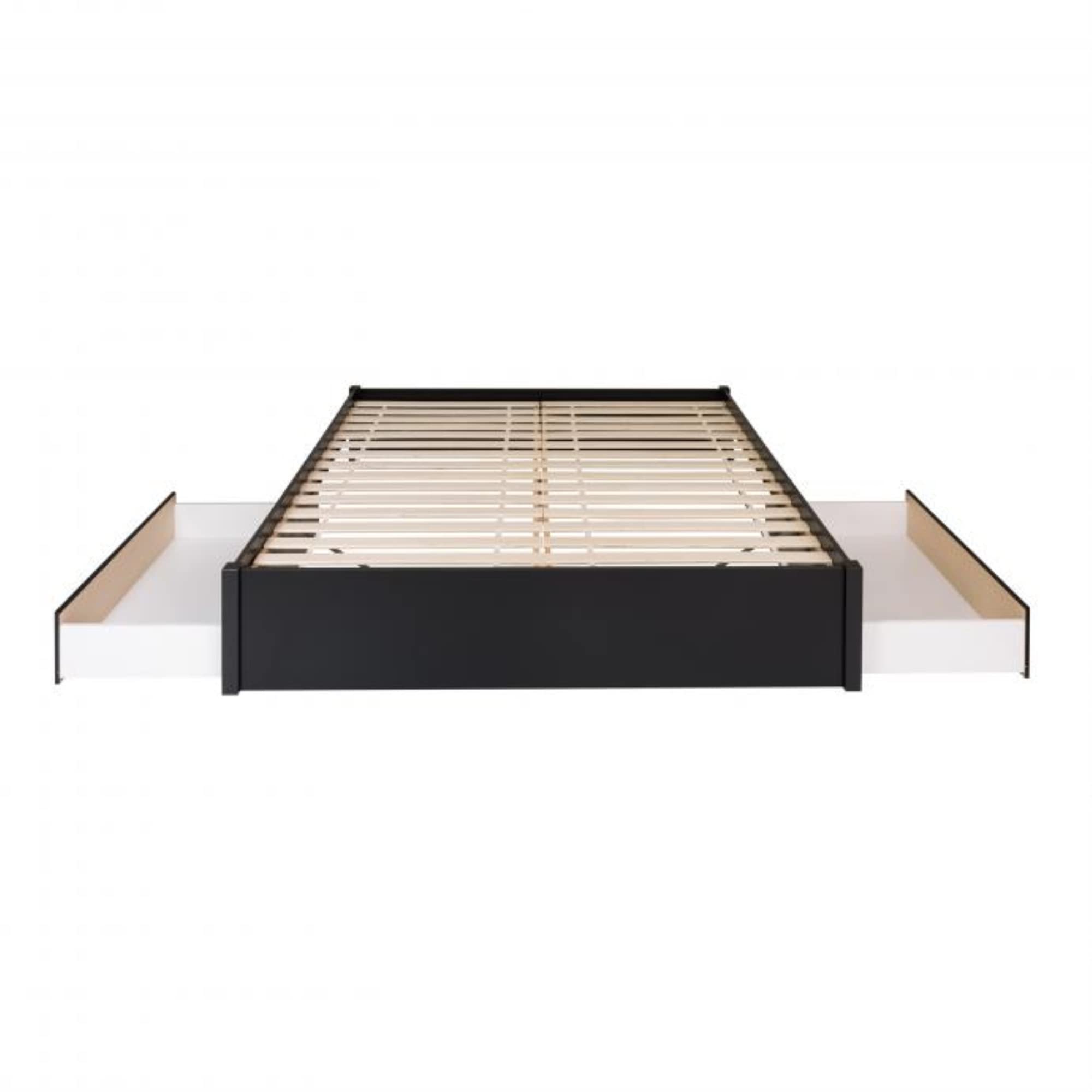 Prepac Select King 4-Post Raised Platform 2-Drawer Storage Bed, Modern King Storage Bed with Drawers 83" D x 79" W x 16" H, Black, BBSK-1302-3K