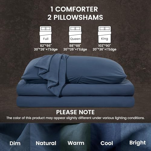 SLEEP ZONE Queen Size Comforter Set, Fluffy Lightweight and Breathable Bedding Set with 1 Comforter and 2 Pillow Shams, Navy - image 5