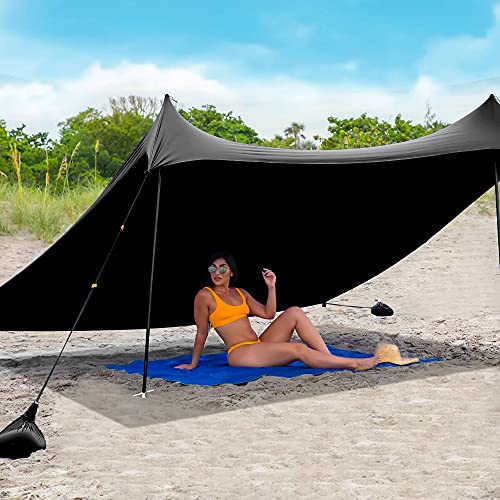 Red Suricata Family Beach Tent & Beach Canopy, Matching Sand Free Beach Mat Blanket & 2 Beverage Holders Bundle - Upf50 Uv Sun Shade Shelter (Large, Black) #TOP3