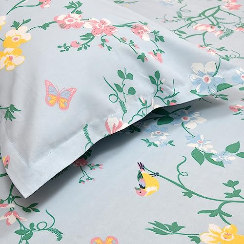 Image of Haus and Kinder Single Bed Sheet Cotton Single Bedsheet with Pillow Cover 60 x 90 Bedsheet for Single Bed Cotton Single Bedsheet - Blue Color