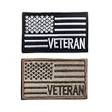 2 Stück Tactical USA US Amerikanische Flagge Veteran Patch, Moral Patch, Militär Patch, Haken und Schlaufe, US Army Navy Air Force Küstenwache Veteran Militär Applikation Embleme Abzeichen Patch
